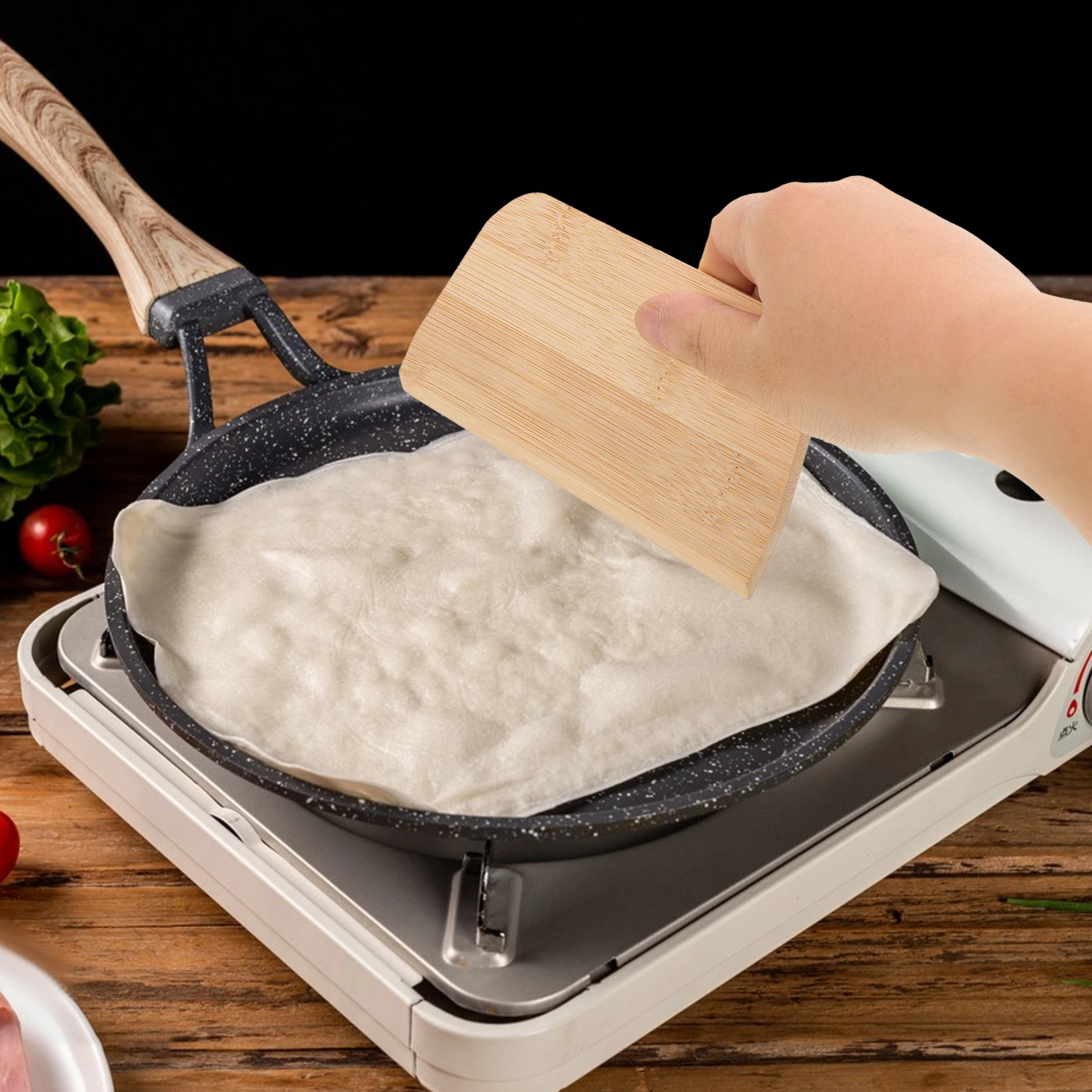 Raspador de panqueques, herramienta para crepé, accesorio de cocina, espátula para raspar masa, raspador de banco para el hogar, marrón claro, duradero, fácil de limpiar, 4 Uds.