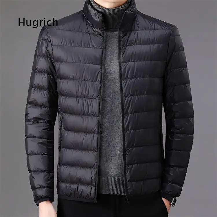Men Light Down Cotton Coat For Middle Aged People Portable Short Style Casual Stand Collar Outerwear Warm Thin Cotton Garment