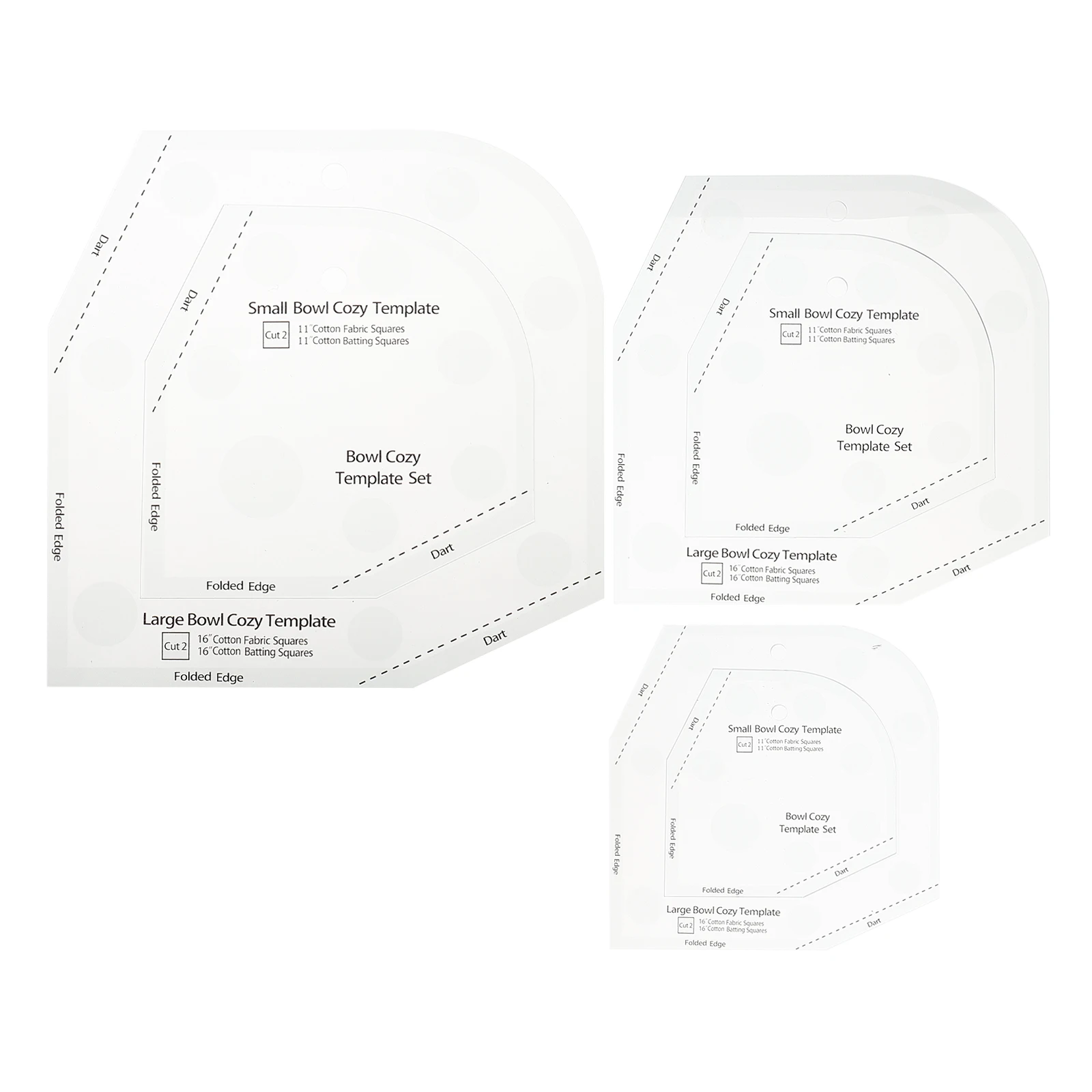 3Pcs Acrylic Quilting Ruler Sewing Template Bowl Cozy Pattern Reusable Craft Stencil for DIY Bowl Pad Making Sewing Template