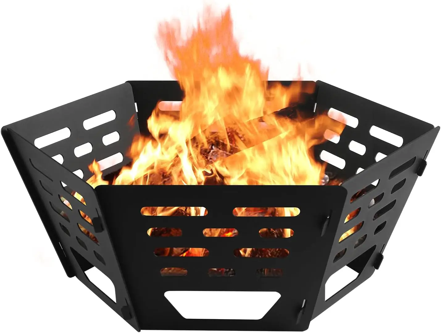 

24 Inch Portable Plug Fire Pit,Outdoor Wood Burning Firepit, Detachable Square Metal Firepit for Camping, Picnics, BBQ,Courtyard