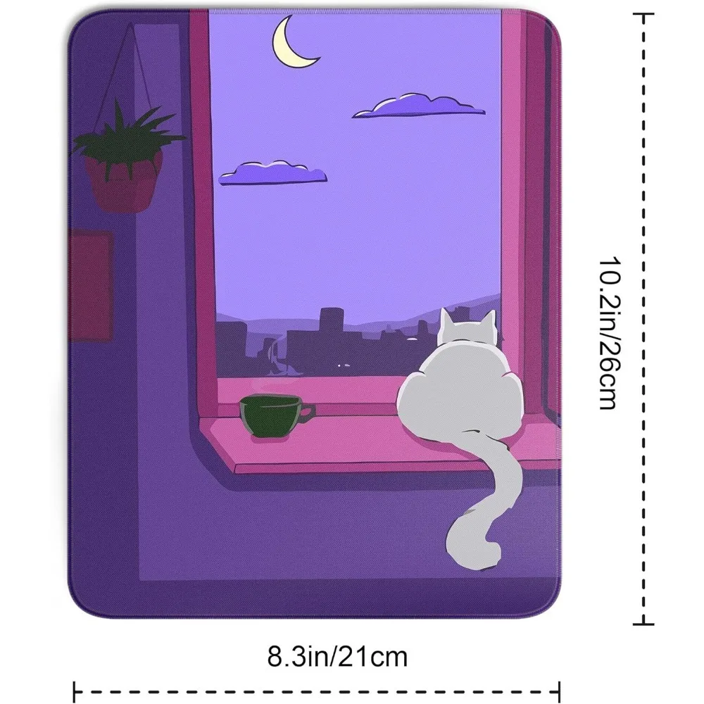 Cute White Cat Square Mouse Pad Anime Cats Mouse Pads for Wireless Mouse Desk Accessories 10"X8" Travel Mousepad with Non-Slip R