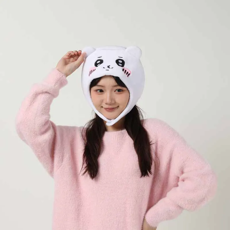 Newest Cartoon ちいかわ ハチワ Hat Kawaii Ear Hat Cute Anime Cosplay Party Photo Prop Cartoon Plush Novelty Jumping Up Hat Girl Gifts