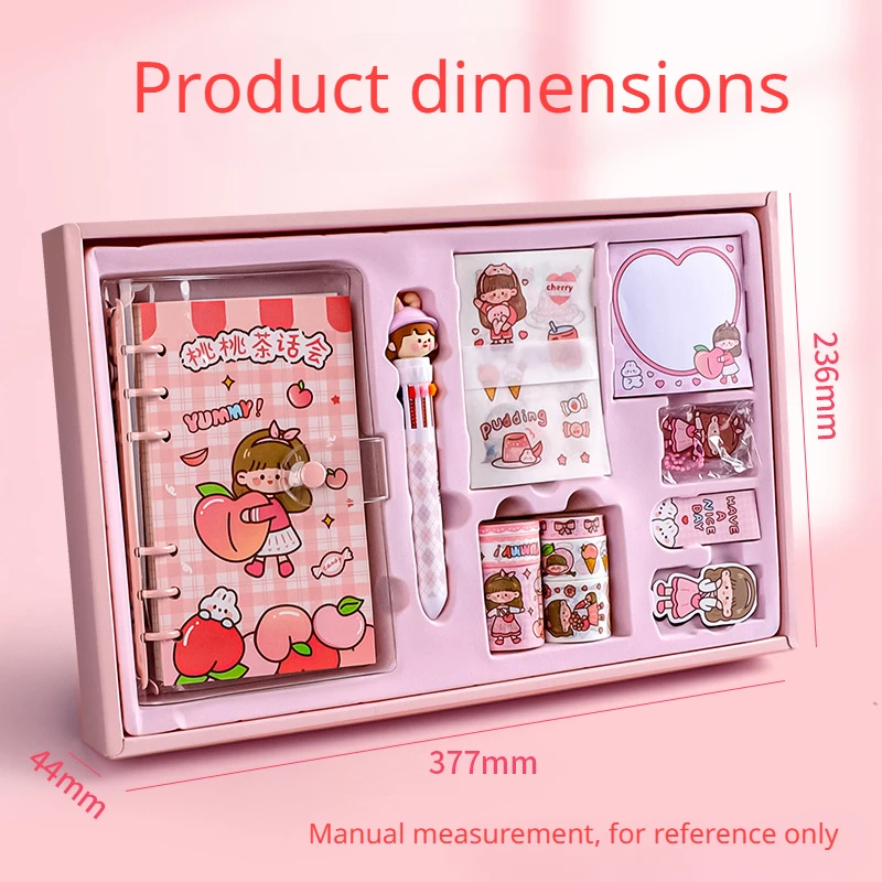 Notepad Gift Box Cute Girls Notebook Elementary School Children's Gift Diary 8-Piece Set Agenda Program Hand Book Set planners