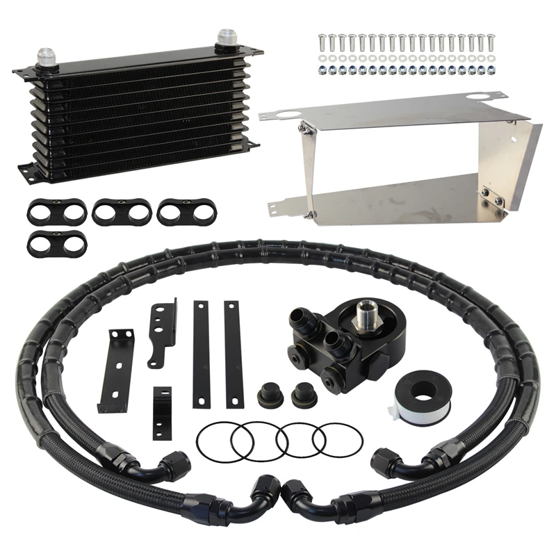 For Toyota GT86 FT86 Subaur BRZ ZN6 ZD6 Oil Cooler 10AN 10 Rows Kit FA20 W/80-90 Degree Thermostatic Radiator Kit Aluminum
