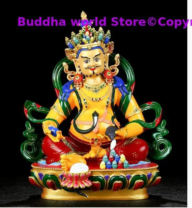 High grade Color painting gilding buddha statue Talisman Family CAI SHEN GOD Buddhism Yellow Jambhala fortune god statue