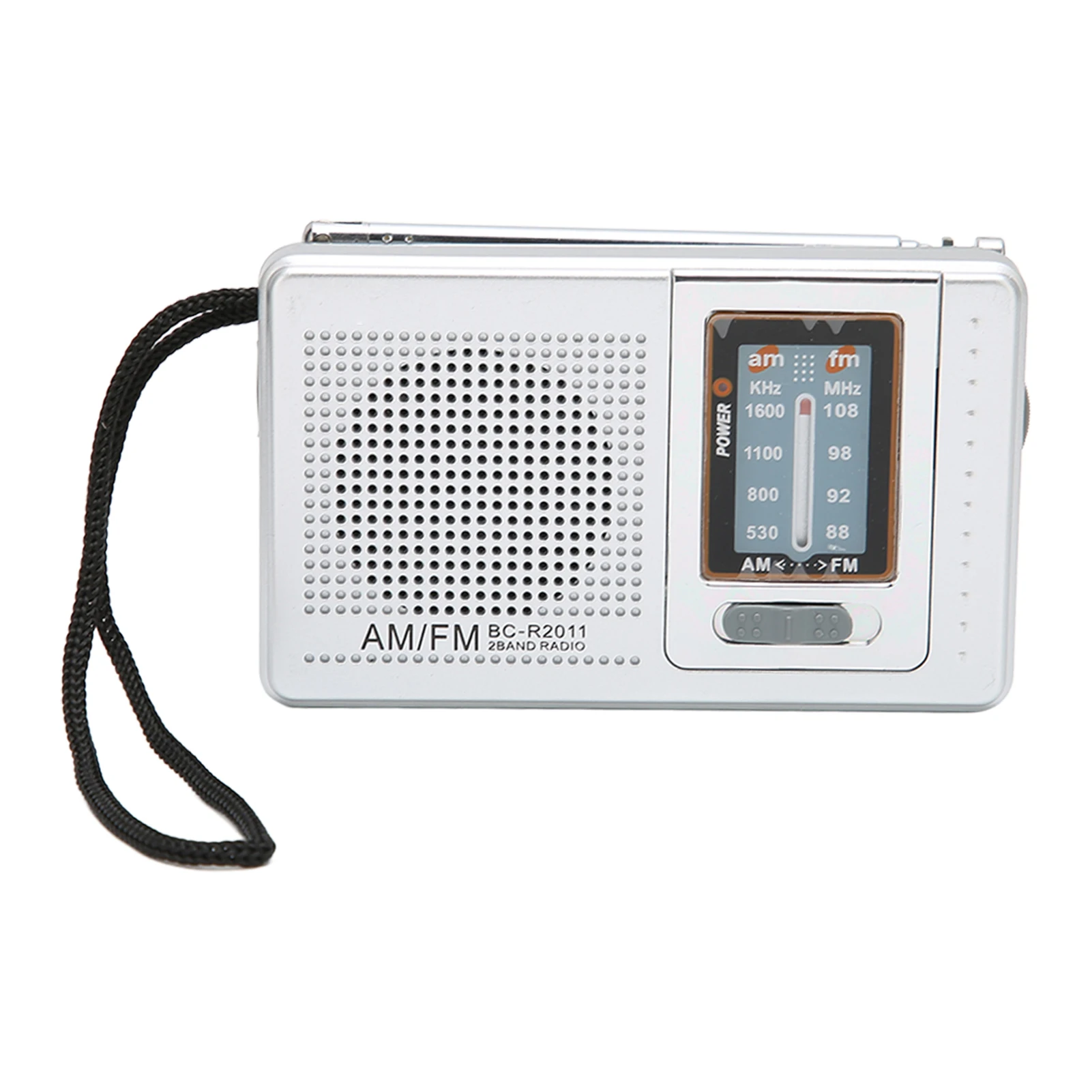 Portable  Radio Silver Grey Mini Portable Small Radio ABS Material Battery Powered for Home  for Travelling for Hiking