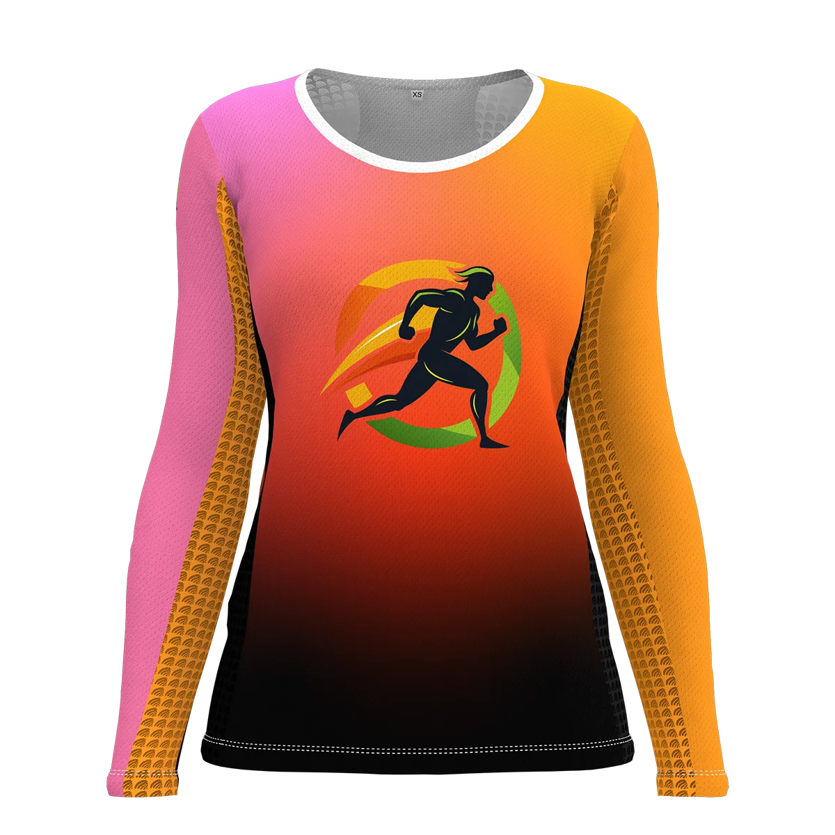 

HIRBGOD Premium Womens Long Sleeve Running Tshirt Gradient Colorful Good mesh Fabric Premium Athletic Top