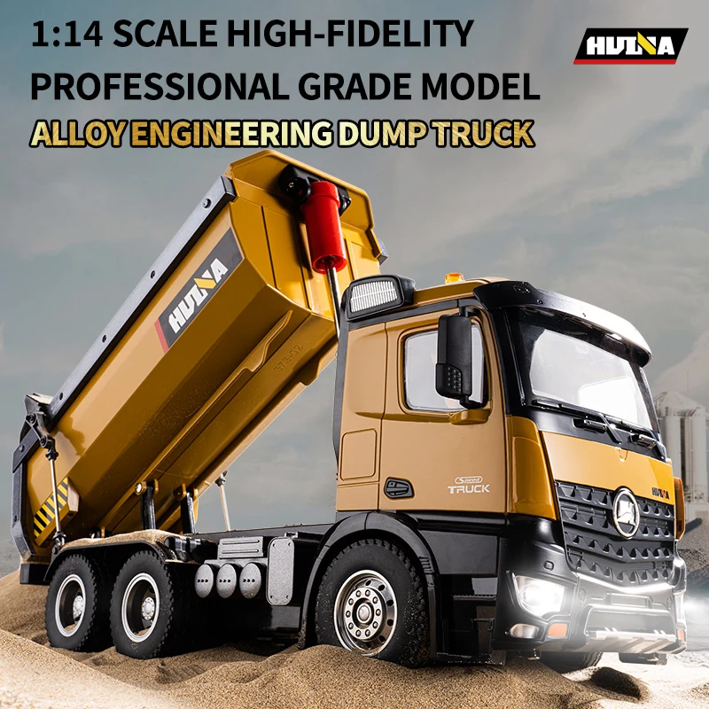 HuiNa 1/14 1573 RC Truck 2 Batteries 10 Channel 2.4G Remote Control Loader Truck Engineering Vehicle RC Toy Gift for Boy