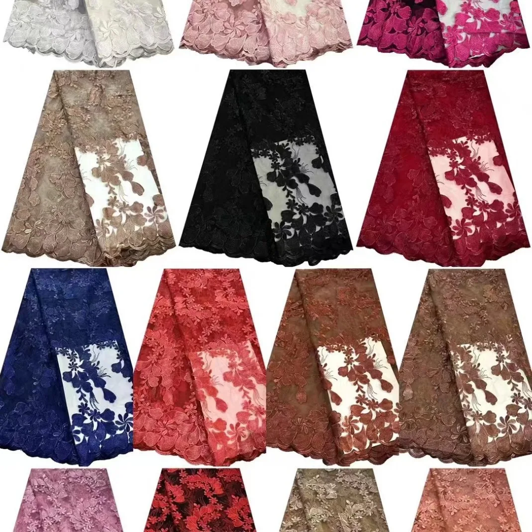 1Y Summer New Fabric Collection  High-End Lace Embroidered Cloth Full-Scale Lace Trim Fabric for Women's  Garment Accessories