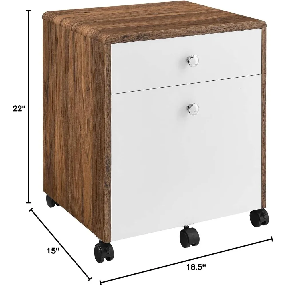 new Transmit Modern Wood & Plastic File Cabinet in Walnut/White