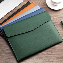 A4 File Pocket File Folder PU Leather File Bag Snap Closure Documents Pouch Storage Stationery Dustproof Business Office School