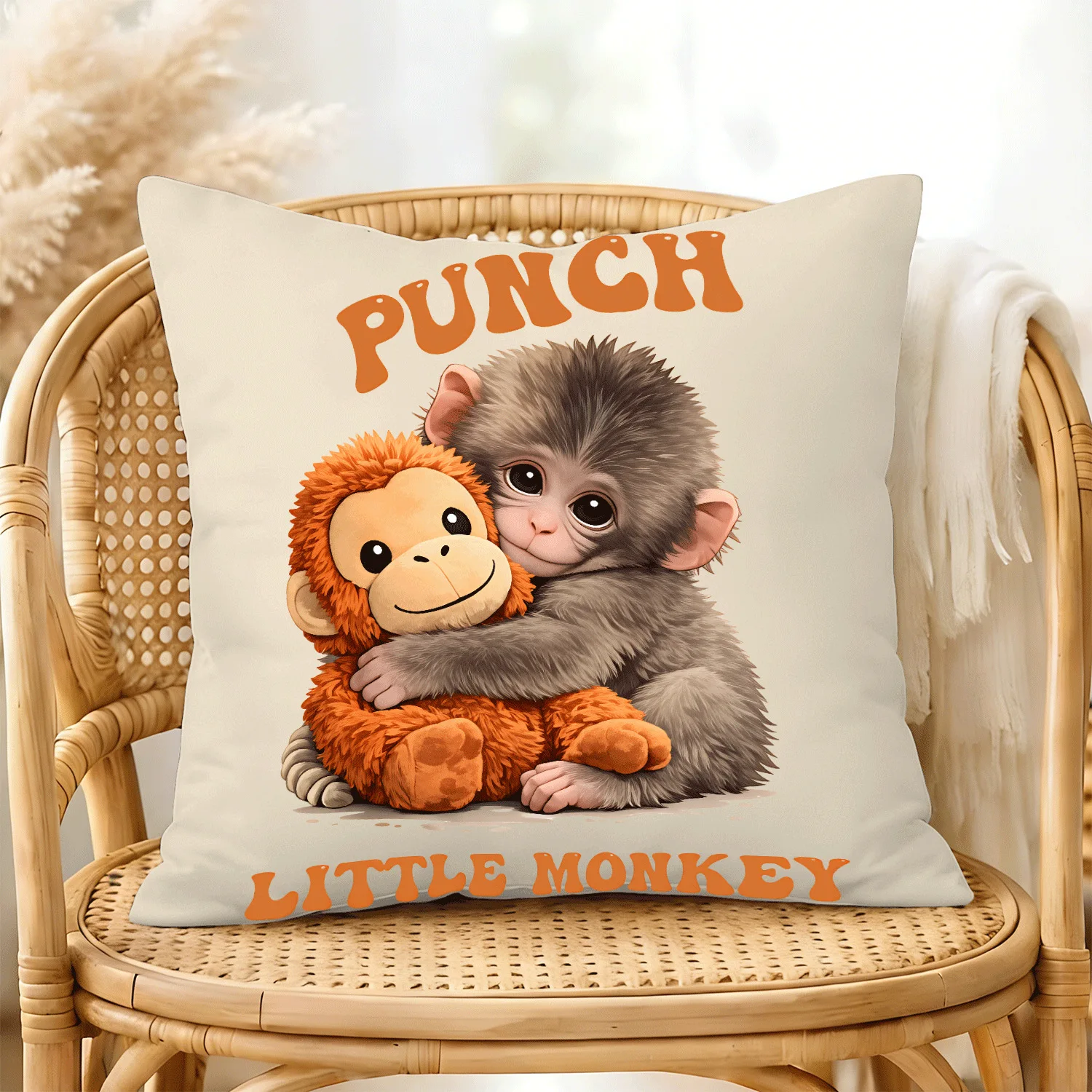 Monkey Punch Printed Pillow Cover Home Decor Holiday Gift