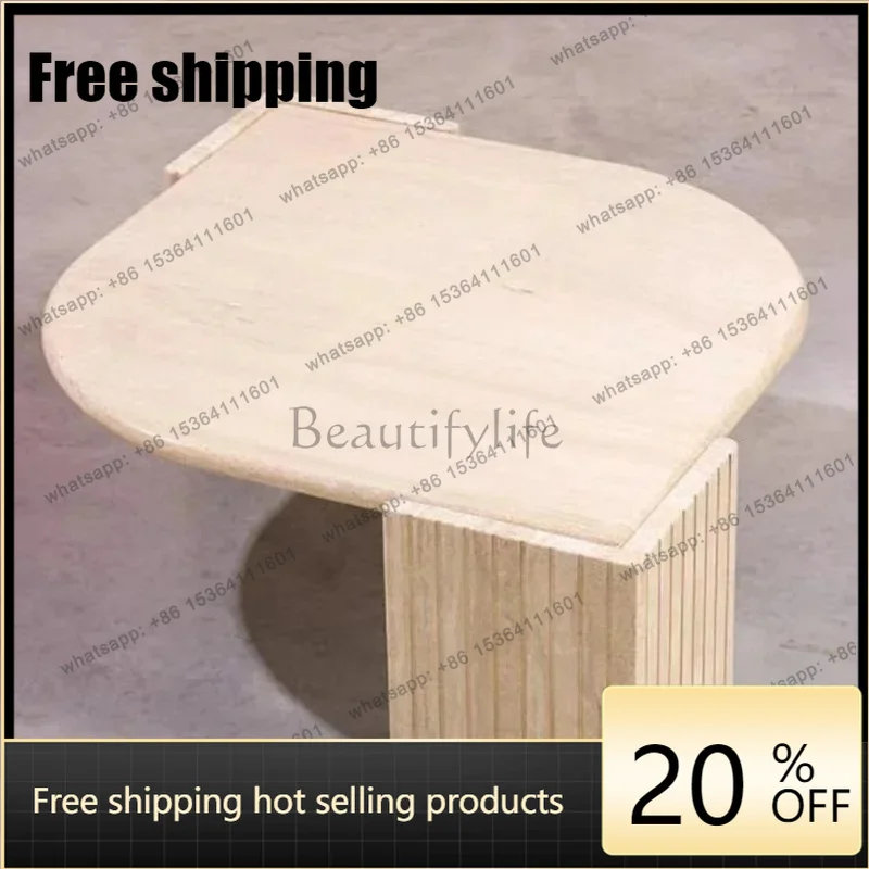 Wabi-sabi Italian modern natural travertine marble coffee table Factory Direct