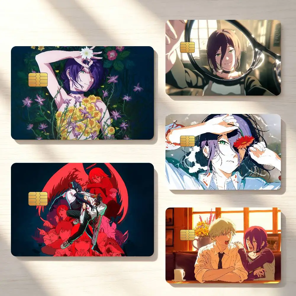 Classic Anime C-Chainsaw-Man-Reze Arc Credit Card Skin Stickers For Bank Bus Metro Cards Waterproof Anti-Scratch Gift 4PCS