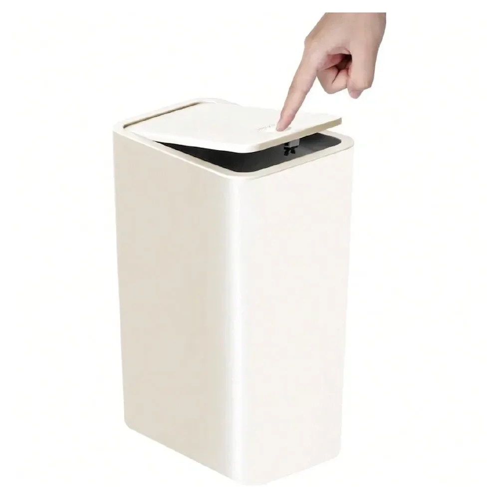 

Trash Can With Lid, 10 Liter 2.6 Gallon Slim Garbage Can, Small Trash Bin Waste Basket With Pop Lid For Kitchen, Bedroom, Liv