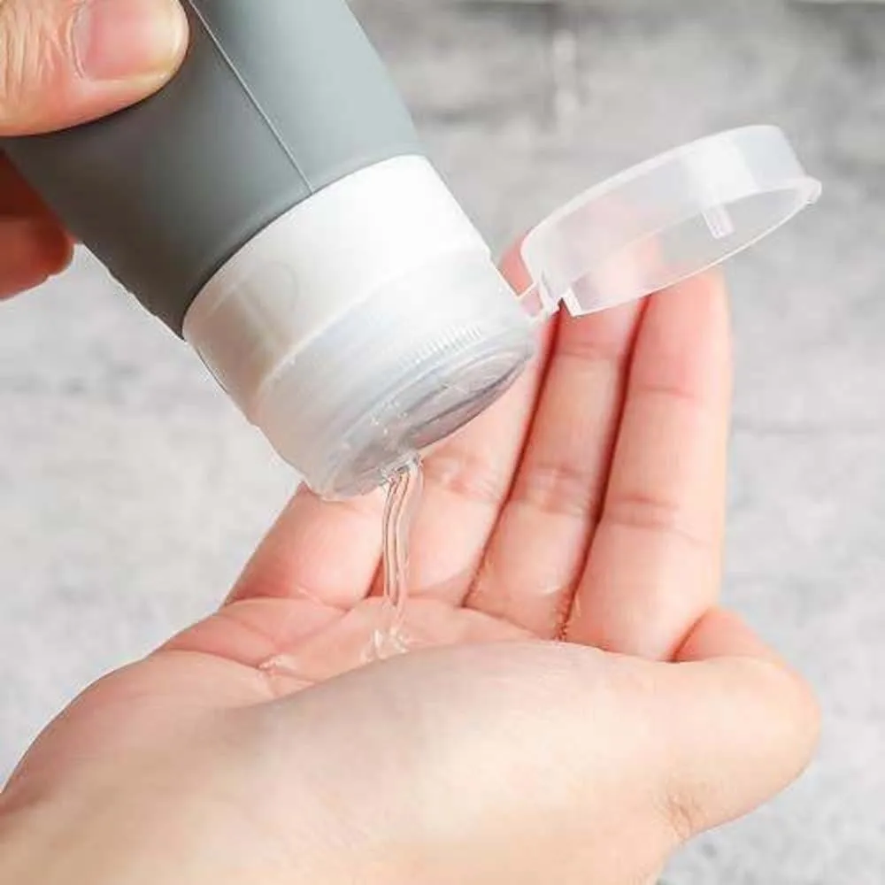 17 unids/set de dispensador de viaje de silicona recargable, diseño vacío en forma de bola, Kit de botellas de líquido para apretar, etiqueta en inglés a prueba de fugas