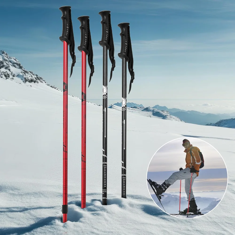 

4 Pack Adjustable Ski Poles for Downhill Skiing Lightweight Aluminum Ski Poles for Adults Men Women (78-135 cm/ 31-53 Inch)