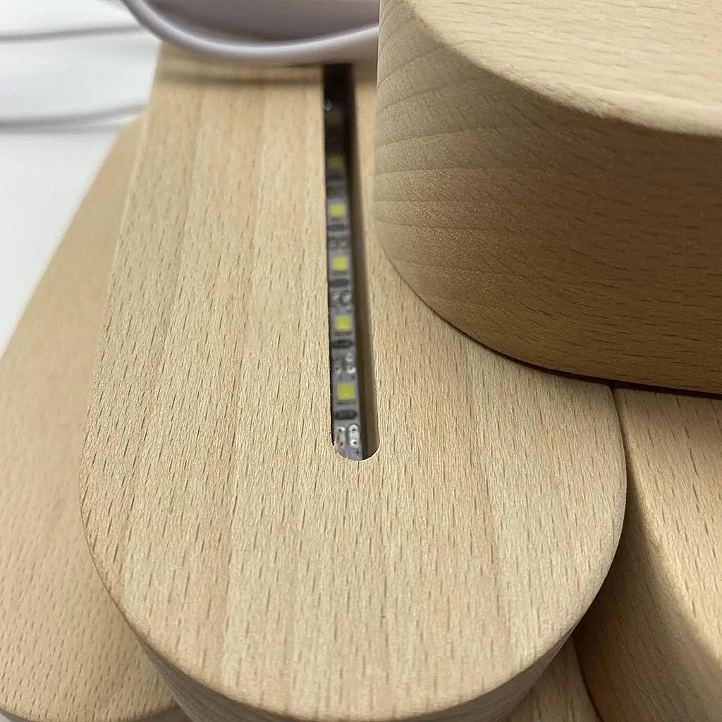 

LED Light Display Base Lighted Base Bracket Wooden Long Oval