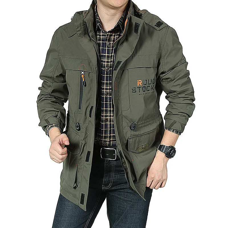 

Autumn Men's Casual Jacket Outdoor Military Jacket Mountaineering Suit Large Size Loose Medium And Long Coat Men