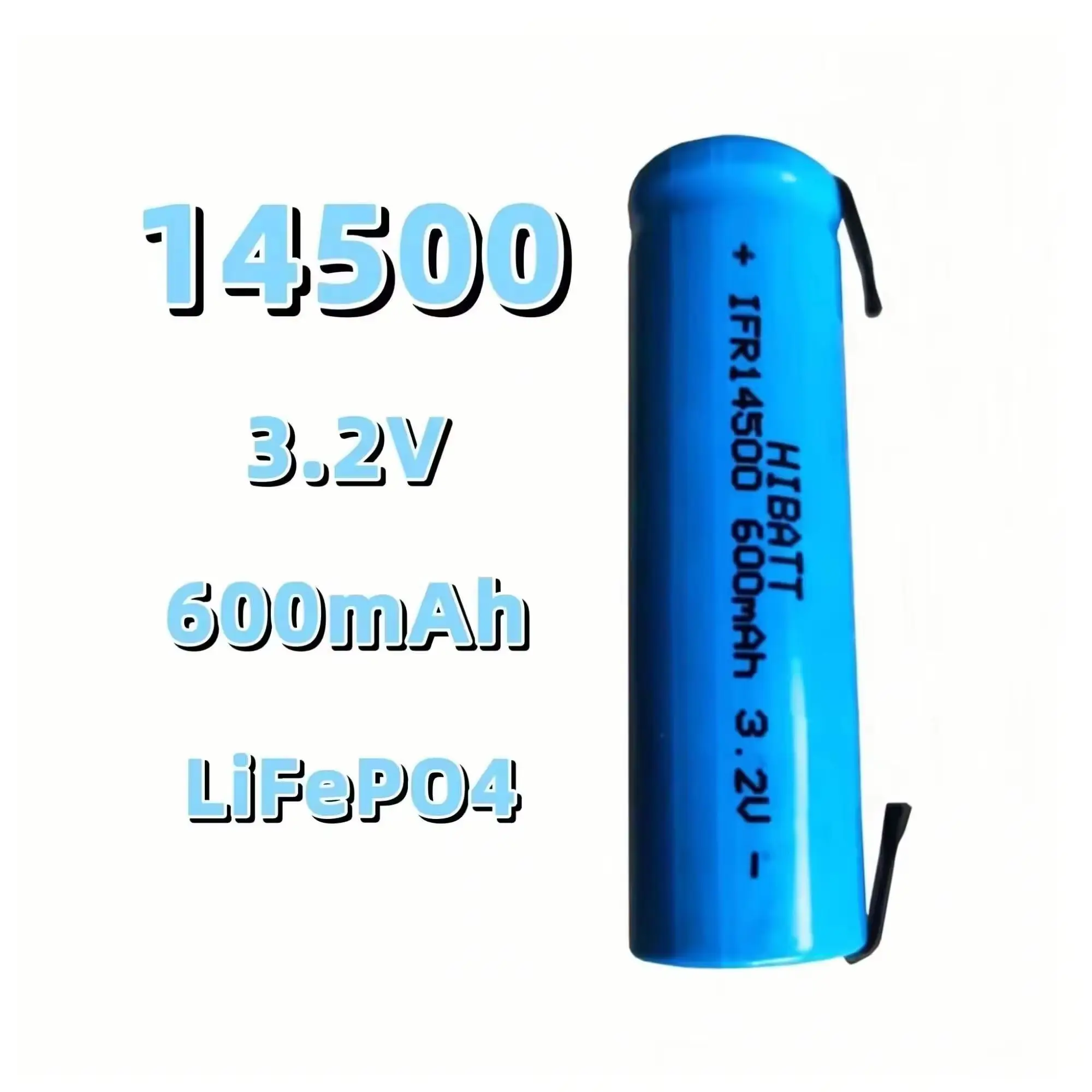 1PCS Baterai LiFePO4 14500 3.2V 600mAh dengan tab solder untuk Alat Cukur Pembersih Wajah Drone Mobil Keseimbangan Gelang Pintar Bel Pintu