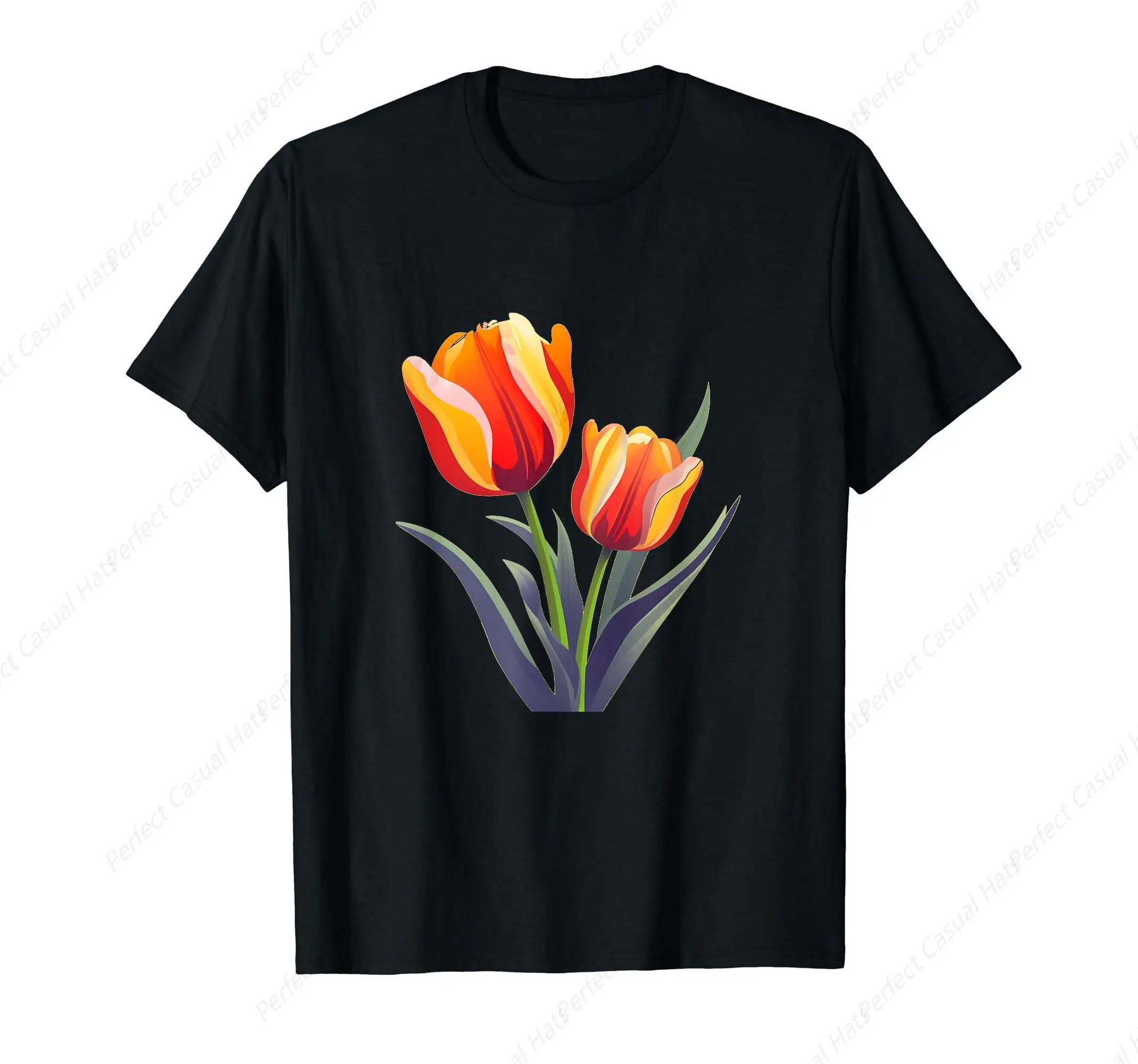 

Vintage Tulip Flowers Costume For Summery T-Shirt Flower Lover Men Women Casual T-Shirts Round Neck Tops