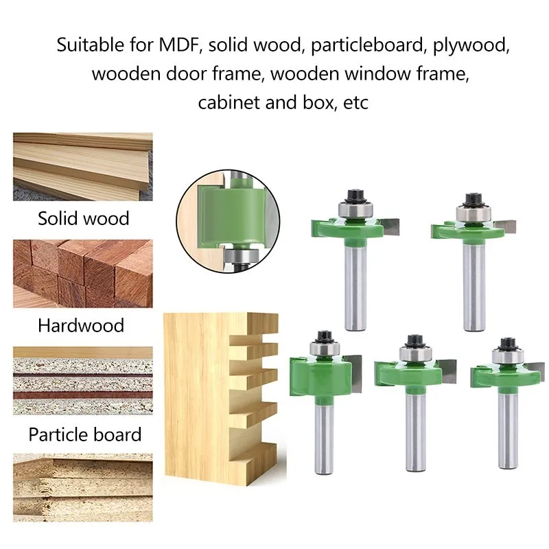 XCAN Milling Cutter 8mm Shank T-Sloting Router Bit with Top Bearing Wood Slot Milling Cutter T Type Rabbeting Woodworking Tool