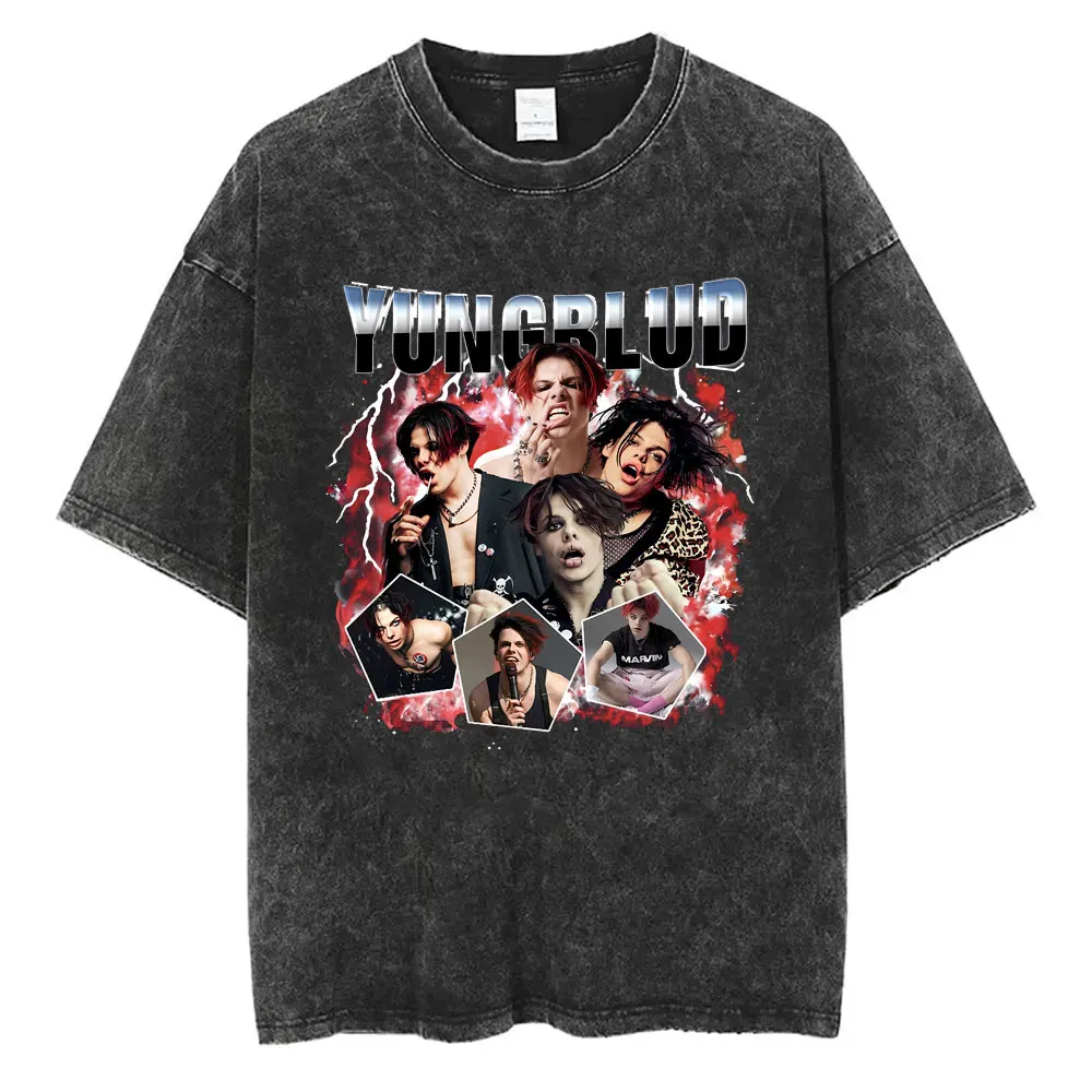 Washed Vintage Yungblud Printed T-shirt Men Women Casual 100