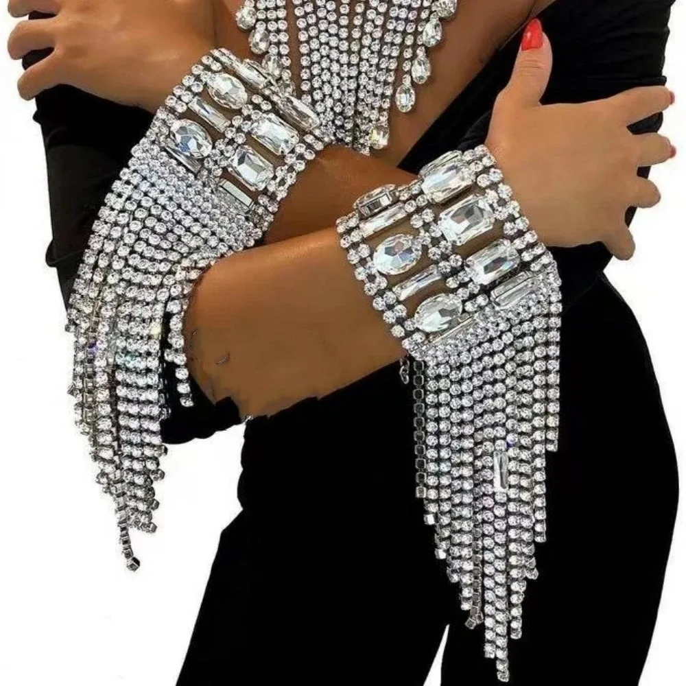 Cross-border new rhinestone bracelet, exaggerated personality full diamond tassel bracelet multi-layer accessories Bracelet