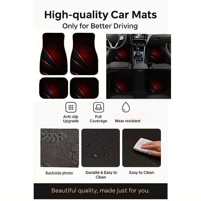 4 ชิ้นแผ่นรองพื้นรถยนต์ทรงหกเห - Universal Tech Accessories บทวิจารณ์และราคา