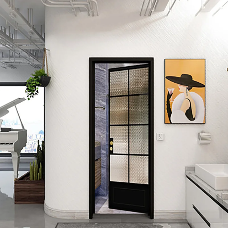 French extremely narrow retro door wrought iron bathroom bathroom partition Begonia Changhong glass toilet door simple interior
