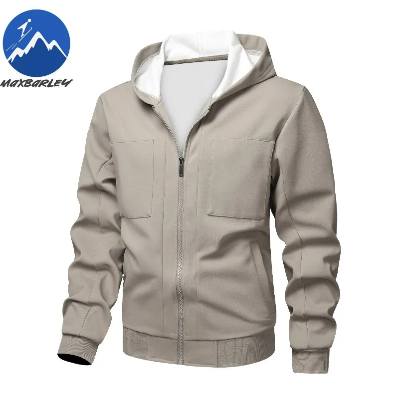 

Водонепроницаемая мужская куртка, уличные дорожные ветрозащитные куртки, весна-осень 2026, однотонный походный спортивный легкий кардиган с капюшоном