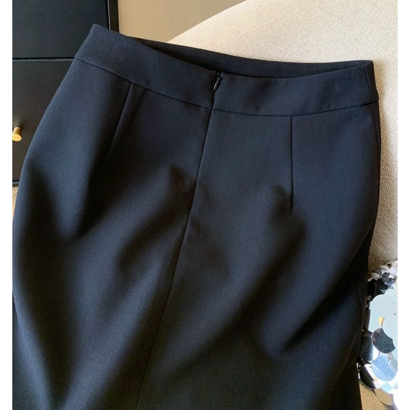 ربيع كل مباراة مكتب جديد ذوي الياقات البيضاء شق الظهر بلون تنورة الفرنسية الخفيفة الفاخرة الدانتيل المرقعة تنورة للنساء #5