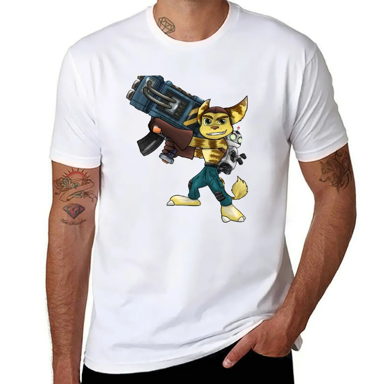 

Ratchet and Clank 2002 R.Y.N.O T-Shirt t shirts cotton 100% man t shirt summer t shirts for man pack white T-Shirt