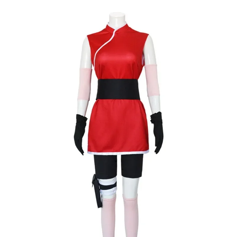 Japanese Anime Haruno Sakura Cosplay Costume Women Girls Skirt Outfit Unisex Ninja Cartoon Halloween Carnival Costume