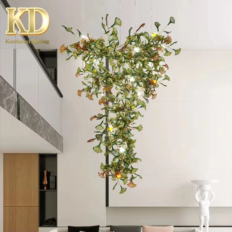 

Contemporary Style Ginkgo Leaf Glass LED Chandelier Light for Indoor Home Villa Restaurant Hotel Decorations