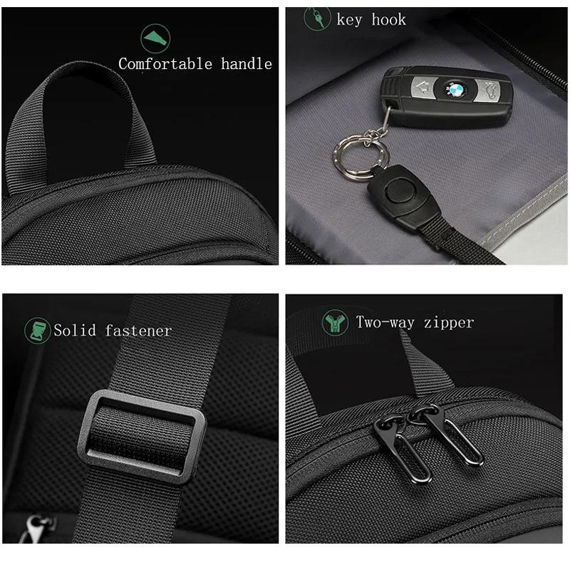 Men Oxford Anti-theft Lock Fashion Multifunction USB Crossbody Shoulder Travel Sports Messenger Pack Chest Bag Running Hombre