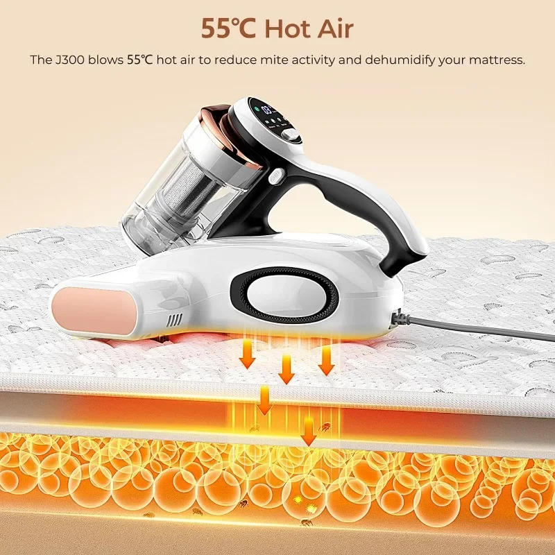 Mattress Vacuum Cleaner with Dust Sensor, Anti-allergen Bed Vacuum Cleaner with UV and Ultrasonic and High Heating