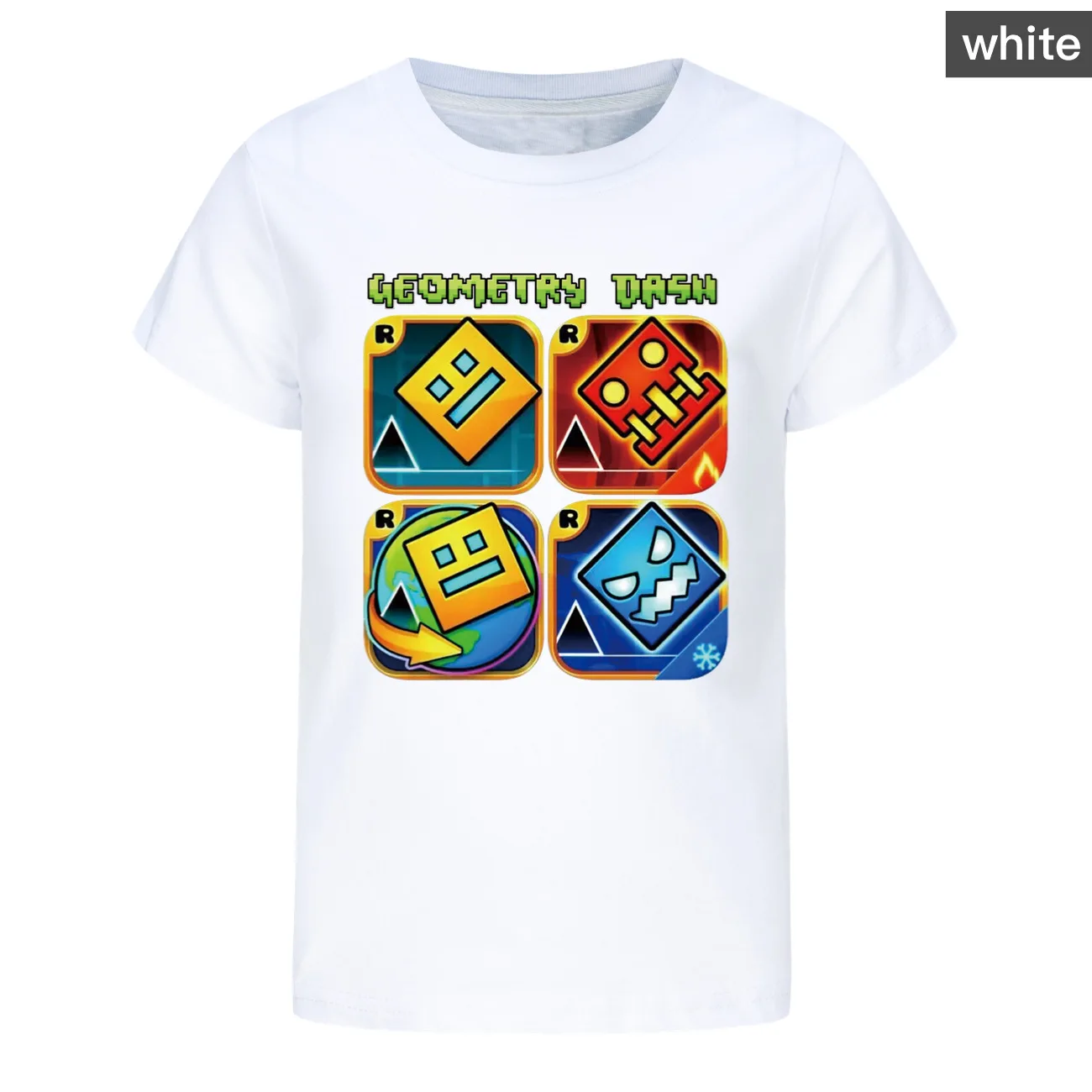 Geometry Dash TShirt Kids Cartoon Clothes Boys 100% Cotton T-shirt Children Fashion Clothing Toddler Girls Short Sleeve Tops
