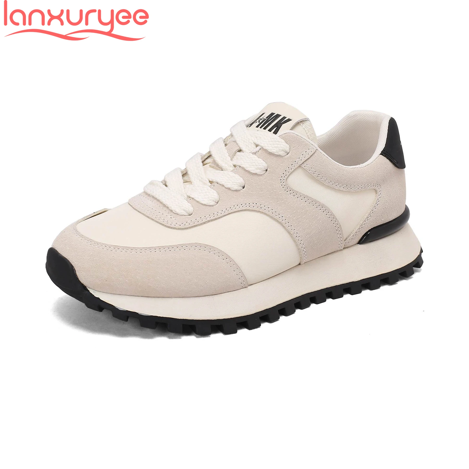 

Lanxuryee Breathable Mesh Suede Platforms Autumn Vulcanized Shoes Sport Increase Casual Lace Up Classics Runway Women Sneakers