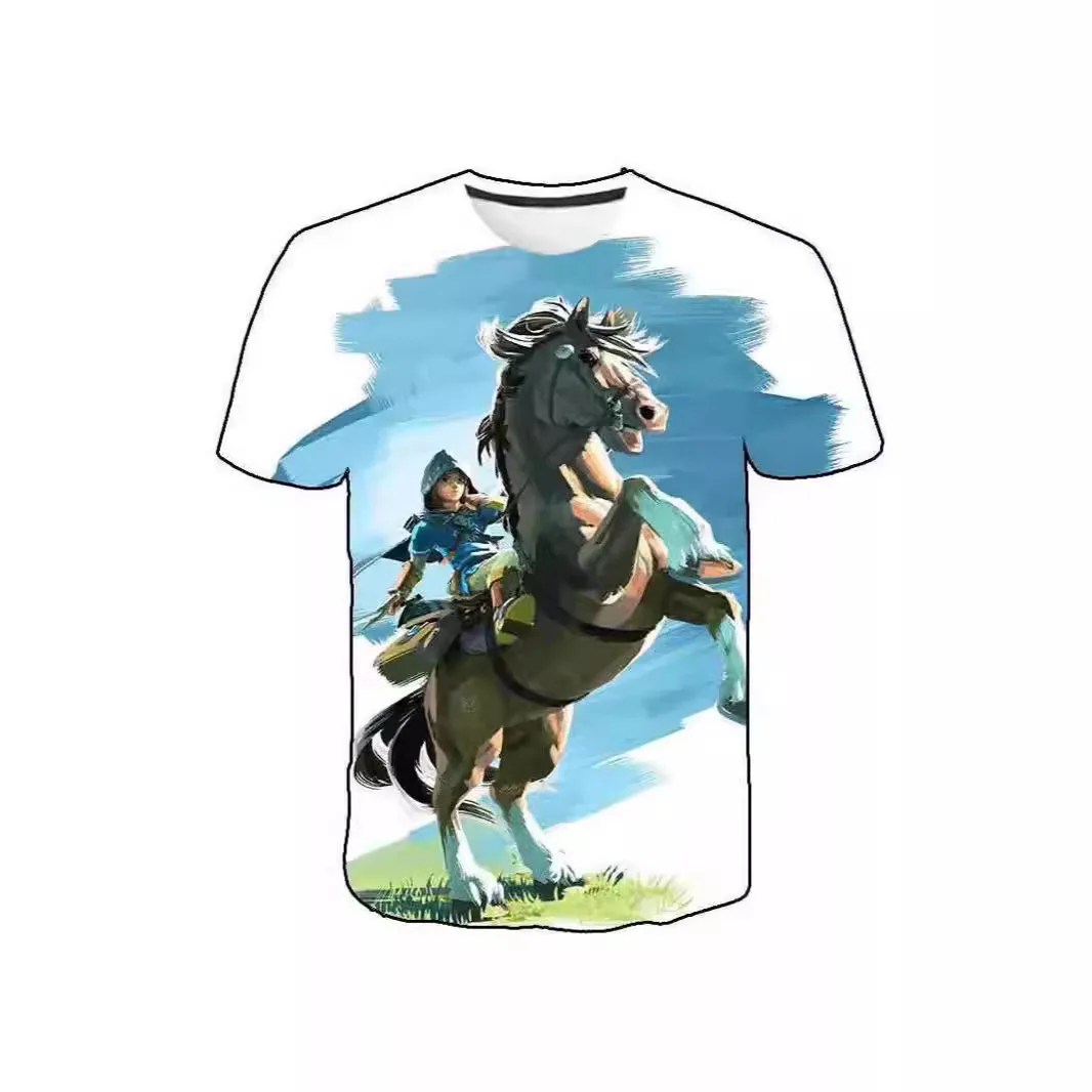 Cartoon Anime Zelda 3D Digital Printing Men's and Children's T-shirt Popular Round Neck Casual Short Sleeve