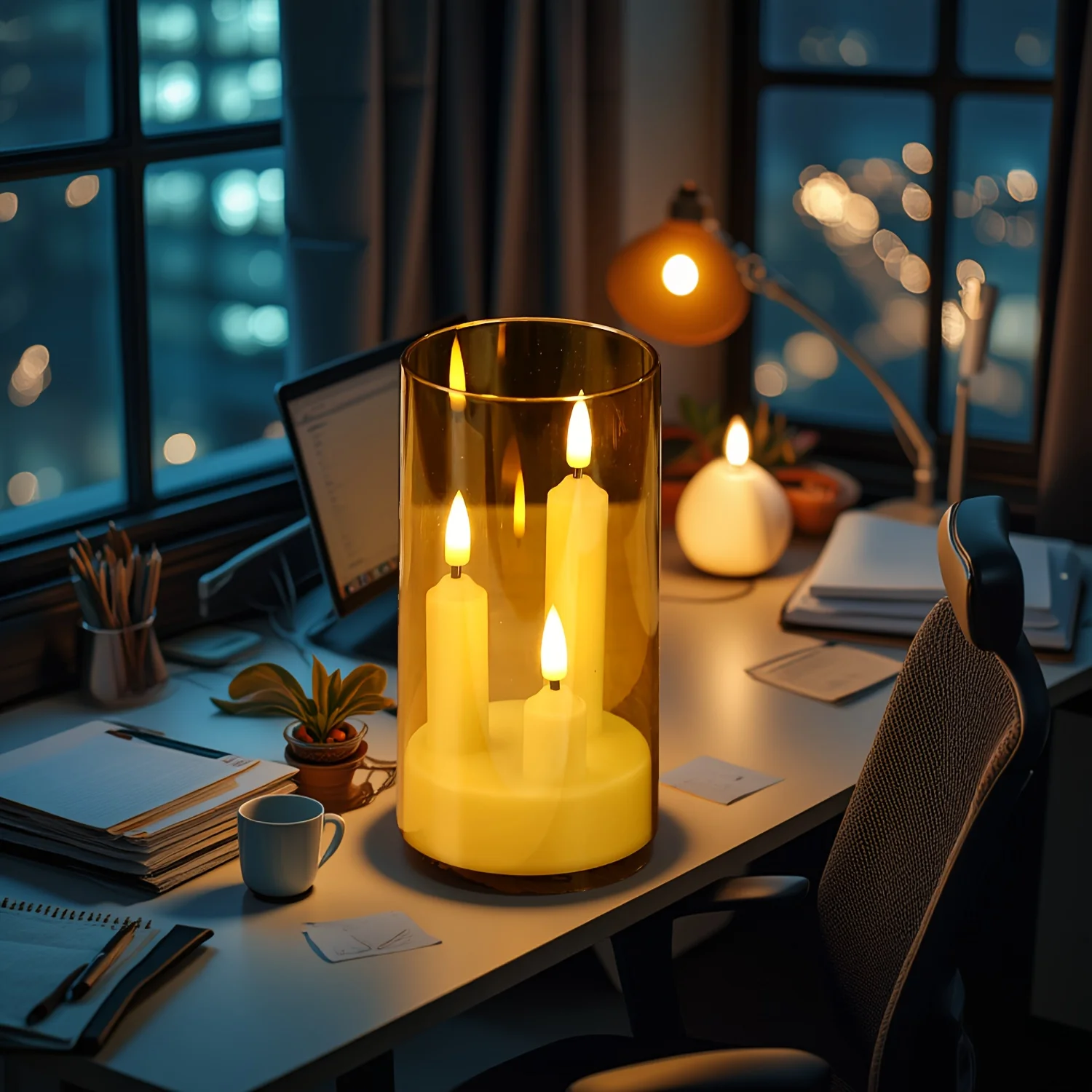 Flameless LED Candles Light 3 wick,Electronic Candles,Home Festival, Holiday Party Wedding Decoration, 2Pcs per Set LED Candles