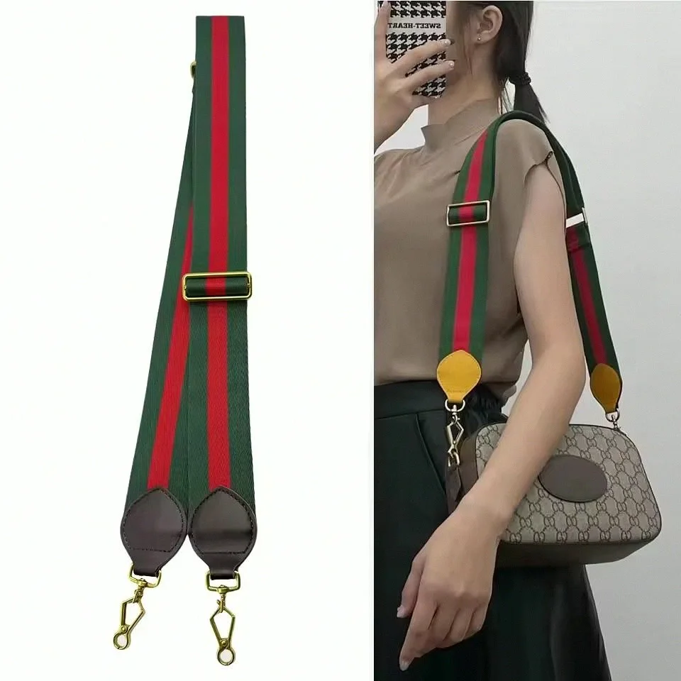 Wide Canvas Bag Strap Red Green Webbing Adjustable Replacement Shoulder Strap Crossbody Purse Handbag DIY Accessories