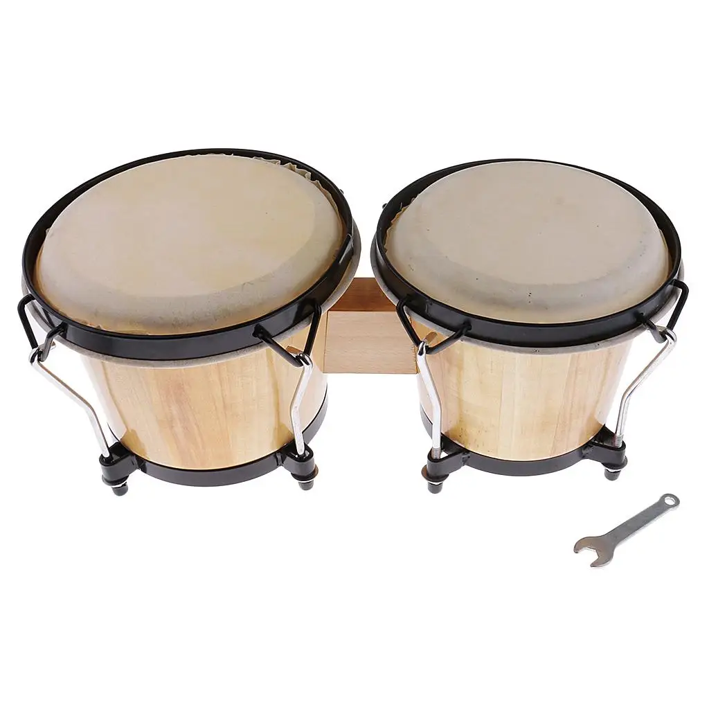 Set Wood Bongo Drum Drummer African Drum Percussion Party Supply