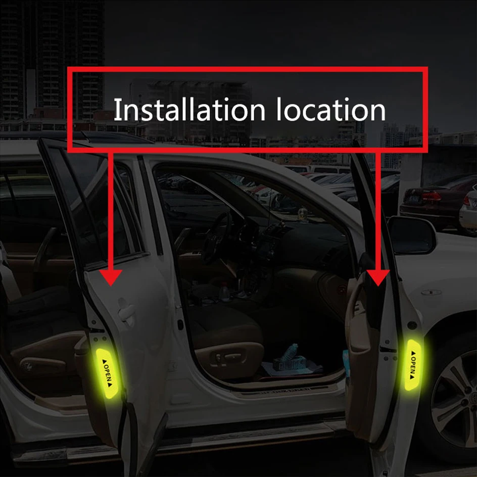 4PCS/set Car Reflective Strips Warning Stickers For VW Volkswagen Polo Golf 4 5 6 T5 Passat B6 Touran Beetle Car Door Stickers