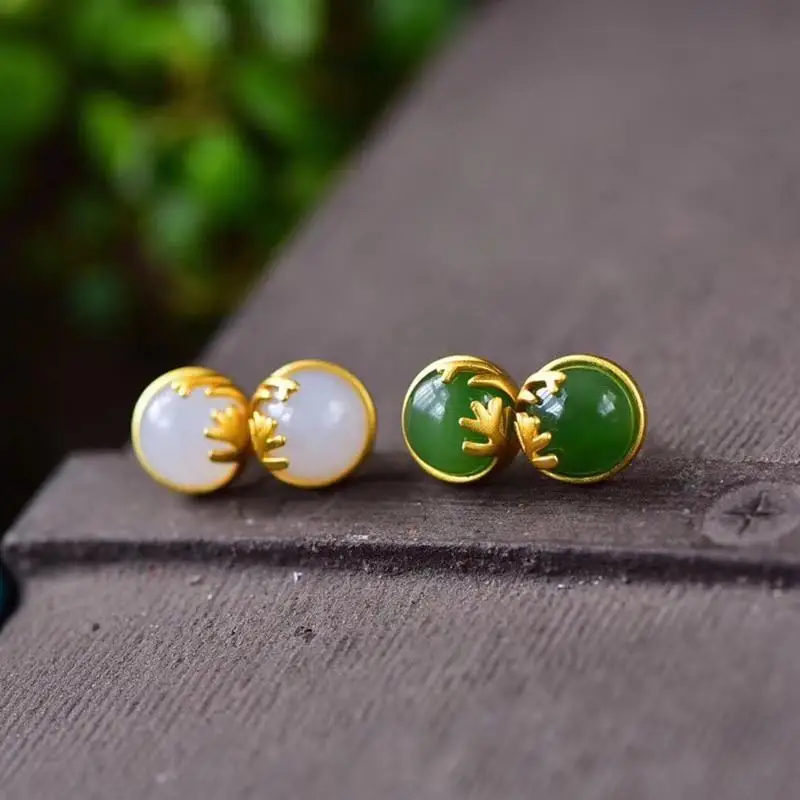 QEENKISS 24KT Gold Vintage Ball Stud Earrings For Women Fine Wholesale Jewelry Wedding Party Bride Ladies Mother Gifts EG5243