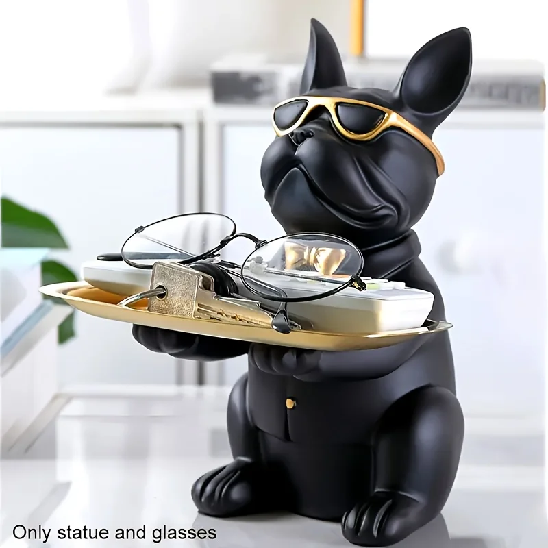 8.2 Inch Resin Bulldog Figurine Fashionable Dog Statue for Home Living Room Office Desktop Modern Decorative Ornament