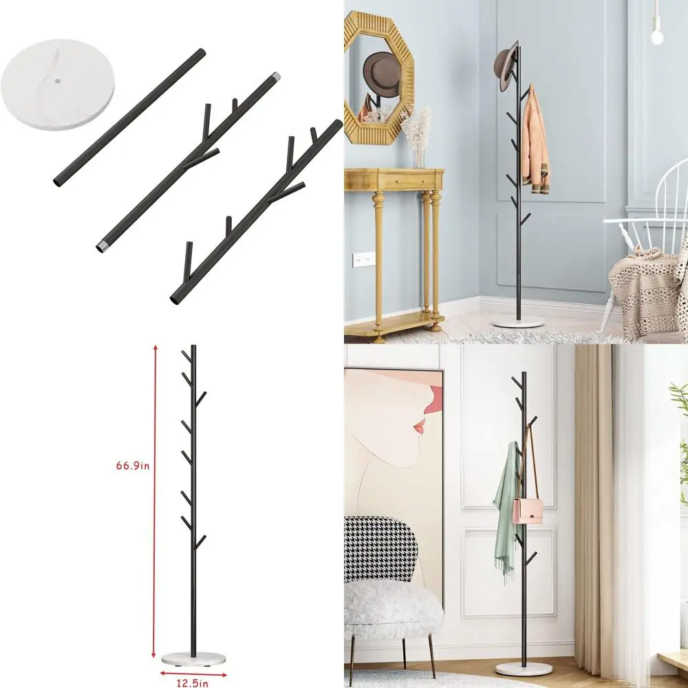 

Напольная вешалка для одежды с крючками, элегантная прихожая вешалка-стойка с мраморным основанием для одежды, шляп и сумок