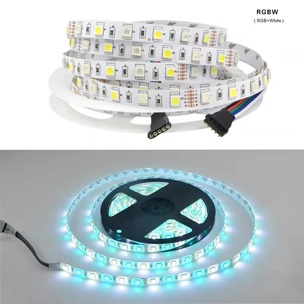 5V 12V 24 V LED Strip Light SMD 5050 5m impermeabile flessibile decorazione della casa illuminazione 5 12 24 V LED Strip Tape RGB RGBW bianco caldo