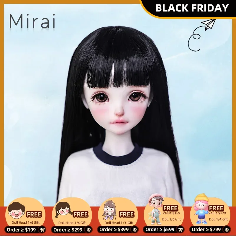 Shuga Fairy Mirai 1/5 BJD Doll Ruoguan Body long Black Hair Swimmer Girl Facial Features Of Juvenile Sense Resin Joint Doll