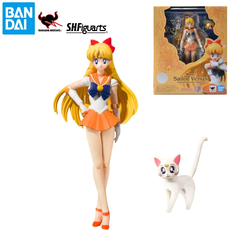 In Stock New Genuine Bandai SHF Sailor Moon Series Sailor Venus - Animation Color Version - Action Figure Collectible Doll Gift